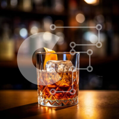 Intra Συλλεκτικό Ξύλινο Παζλ Plywood  4mm - Σκούρο και νόστιμο κοκτέιλ ουίσκι με γαρνιτούρα πορτοκαλιού Σε Ξύλινο Κουτί - Διαστάσεις: 10x10 cm – 25 κομμάτια - Image 1