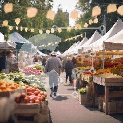 Intra Συλλεκτικό Ξύλινο Παζλ Plywood  4mm - Υπαίθρια αγορά με φρέσκα φρούτα και λαχανικά Σε Ξύλινο Κουτί - Διαστάσεις: 10x10 cm – 25 κομμάτια - Image 1