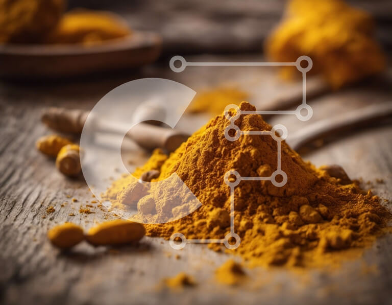 Intra Συλλεκτικό Ξύλινο Παζλ Plywood  4mm - Σωρός κουρκουμά σε σκόνη σε ξύλινη επιφάνεια Σε Ξύλινο Κουτί - Διαστάσεις: 10x10 cm – 25 κομμάτια