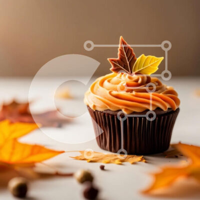 Intra Συλλεκτικό Ξύλινο Παζλ Plywood  4mm - Λαχταριστό Cupcake σοκολάτας με εορταστικά φθινοπωρινά στολίδια Σε Ξύλινο Κουτί - Διαστάσεις: 10x10 cm – 25 κομμάτια - Image 1