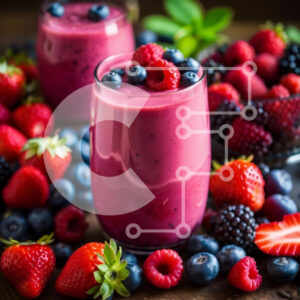 Intra Συλλεκτικό Ξύλινο Παζλ Plywood  4mm - Νόστιμο ποτήρι ροζ Smoothie με φρέσκα μούρα και φρούτα Σε Ξύλινο Κουτί - Διαστάσεις: 10x10 cm – 25 κομμάτια