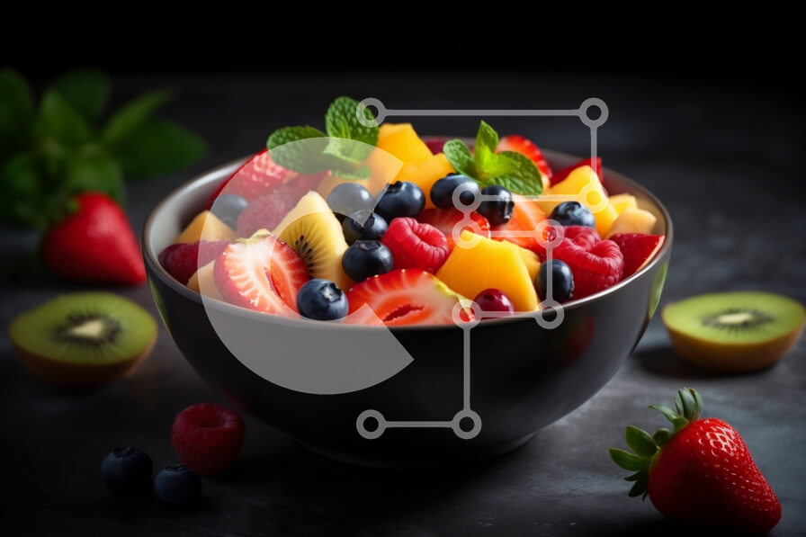 Intra Συλλεκτικό Ξύλινο Παζλ Plywood  4mm - Νόστιμη φρουτοσαλάτα με ακτινίδιο, φράουλες και βατόμουρα Σε Ξύλινο Κουτί - Διαστάσεις: 10x10 cm – 25 κομμάτια