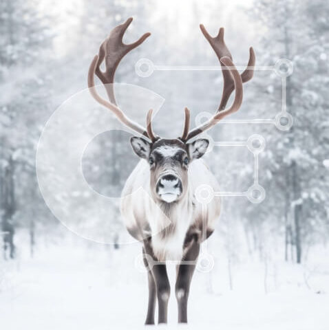 Intra Συλλεκτικό Ξύλινο Παζλ Plywood 4mm - Όμορφη εικόνα ενός τάρανδου σε ένα χιονισμένο δάσος Σε Ξύλινο Κουτί - Διαστάσεις: 10x10 cm – 25 κομμάτια - Image 1