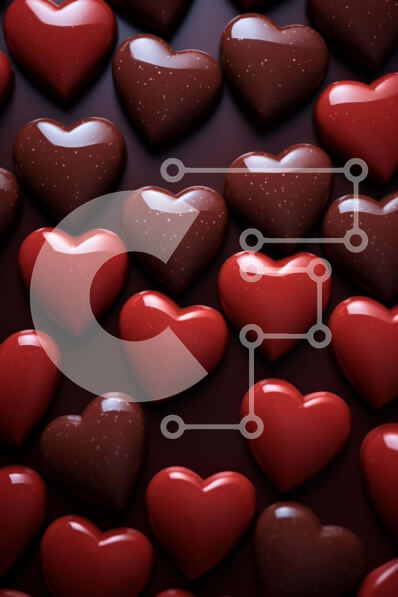 Intra Συλλεκτικό Ξύλινο Παζλ Plywood  4mm - Σοκολάτες σε σχήμα καρδιάς σε σκούρο φόντο Σε Ξύλινο Κουτί - Διαστάσεις: 10x10 cm – 25 κομμάτια