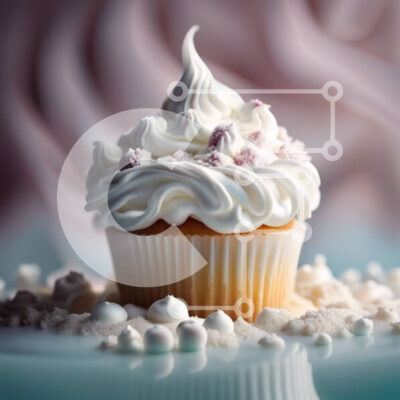 Intra Συλλεκτικό Ξύλινο Παζλ Plywood  4mm - Δελεαστική εικόνα ενός cupcake με λευκό πάγωμα και ψεκασμούς Σε Ξύλινο Κουτί - Διαστάσεις: 10x10 cm – 25 κομμάτια - Image 1