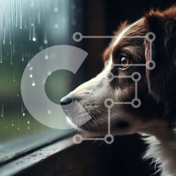 Intra Συλλεκτικό Ξύλινο Παζλ Plywood  4mm - Αξιολάτρευτη εικόνα ενός σκύλου που κοιτάζει έξω από ένα βροχερό παράθυρο Σε Ξύλινο Κουτί - Διαστάσεις: 10x10 cm – 25 κομμάτια - Image 1