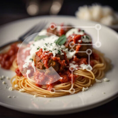 Intra Συλλεκτικό Ξύλινο Παζλ Plywood 4mm - Λαχταριστά σπαγγέτι με κεφτεδάκια σε αρωματική σάλτσα ντομάτας Σε Ξύλινο Κουτί - Διαστάσεις: 10x10 cm – 25 κομμάτια - Image 1