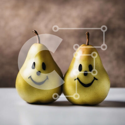 Intra Συλλεκτικό Ξύλινο Παζλ Plywood  4mm - Δύο χρυσά αχλάδια με χαμογελαστά πρόσωπα σε ένα τραπέζι Σε Ξύλινο Κουτί - Διαστάσεις: 10x10 cm – 25 κομμάτια - Image 1