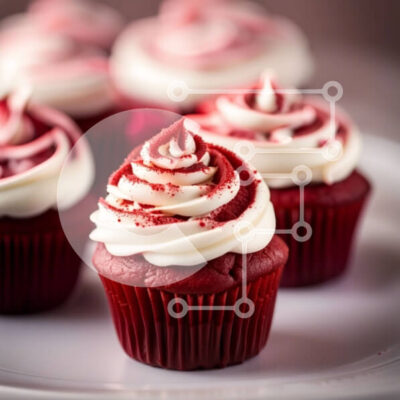 Intra Συλλεκτικό Ξύλινο Παζλ Plywood  4mm - Εύγευστα κόκκινα βελούδινα cupcakes με λευκό πάγωμα - Φωτογραφία Αρχείου Σε Ξύλινο Κουτί - Διαστάσεις: 10x10 cm – 25 κομμάτια - Image 1