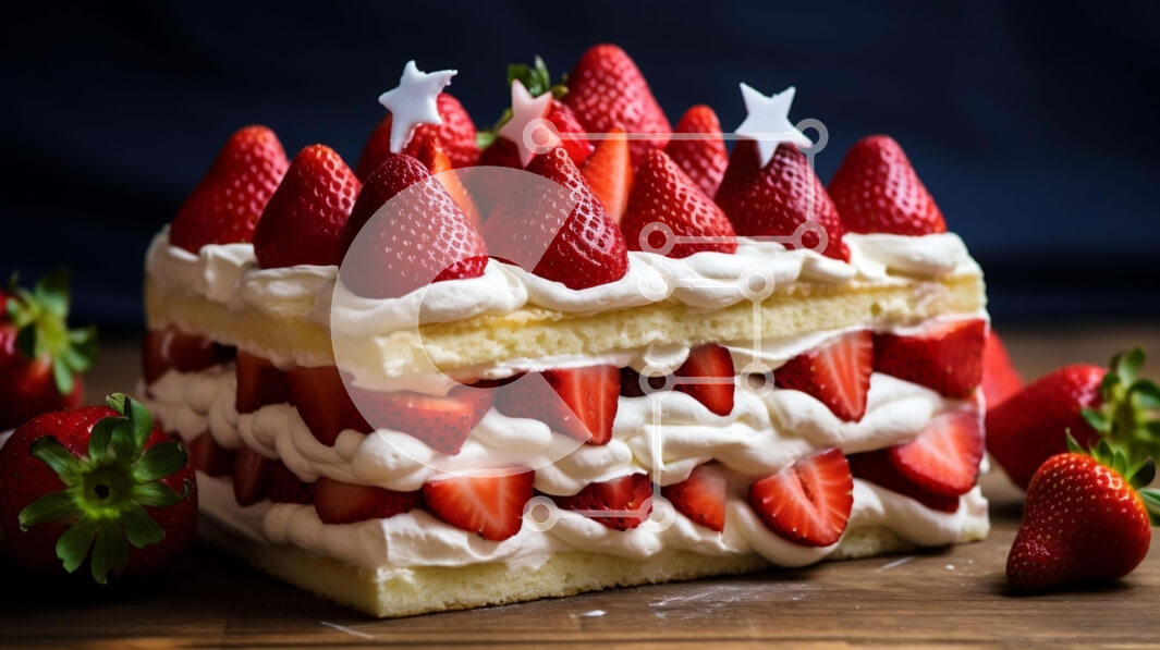 Intra Συλλεκτικό Ξύλινο Παζλ Plywood  4mm - Λαχταριστό κέικ φράουλας με σαντιγί και αστεράκια Σε Ξύλινο Κουτί - Διαστάσεις: 10x10 cm – 25 κομμάτια