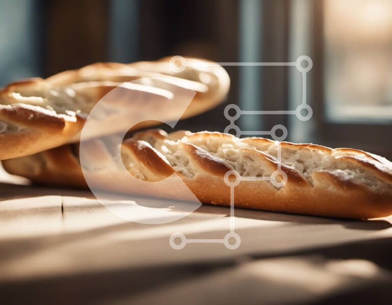 Intra Συλλεκτικό Ξύλινο Παζλ Plywood  4mm - Νόστιμες μπαγκέτες σε ξύλινο τραπέζι με φως του ήλιου Σε Ξύλινο Κουτί - Διαστάσεις: 10x10 cm – 25 κομμάτια