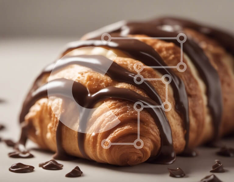 Intra Συλλεκτικό Ξύλινο Παζλ Plywood  4mm - Λαχταριστό κρουασάν με σοκολάτα και κομματάκια σοκολάτας Σε Ξύλινο Κουτί - Διαστάσεις: 10x10 cm – 25 κομμάτια