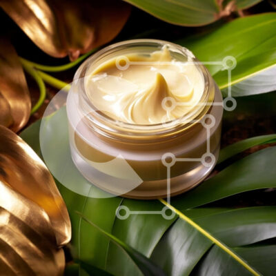 Intra Συλλεκτικό Ξύλινο Παζλ Plywood  4mm - Βιολογική κρέμα προσώπου σε διαφανές βάζο σε φυλλώδη επιφάνεια Σε Ξύλινο Κουτί - Διαστάσεις: 10x10 cm – 25 κομμάτια - Image 1