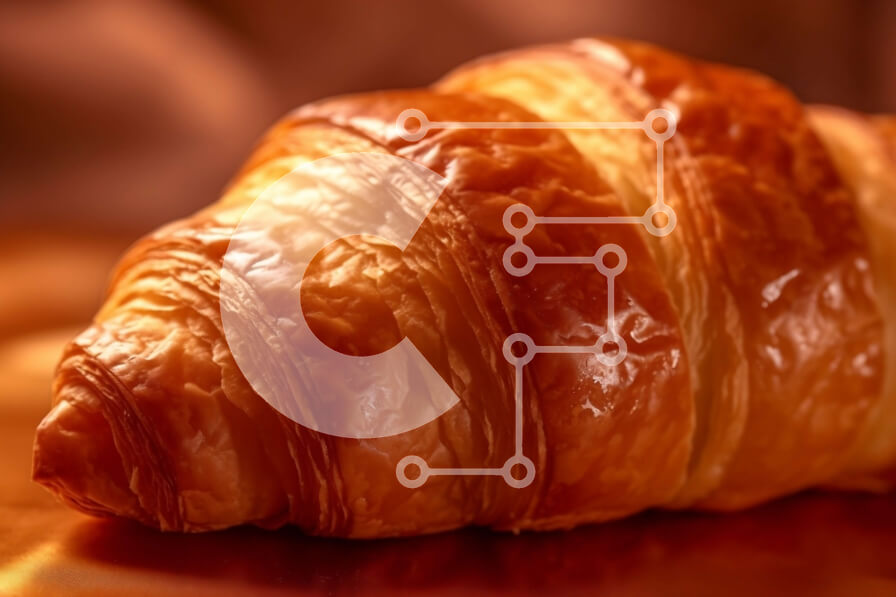 Intra Συλλεκτικό Ξύλινο Παζλ Plywood  4mm - Όμορφη εικόνα ενός ξεφλουδισμένου κρουασάν σε ένα πιάτο Σε Ξύλινο Κουτί - Διαστάσεις: 10x10 cm – 25 κομμάτια