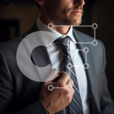 Intra Συλλεκτικό Ξύλινο Παζλ Plywood 4mm - Κομψός άνδρας με κοστούμι και γραβάτα που προσαρμόζει τη γραβάτα του Σε Ξύλινο Κουτί - Διαστάσεις: 10x10 cm – 25 κομμάτια - Image 1