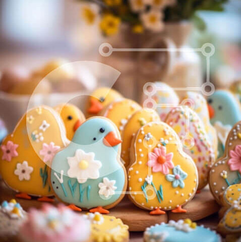 Intra Συλλεκτικό Ξύλινο Παζλ Plywood  4mm - Πασχαλινά κουλουράκια στολισμένα σαν κοτόπουλα και πάπιες Σε Ξύλινο Κουτί - Διαστάσεις: 10x10 cm – 25 κομμάτια - Image 1