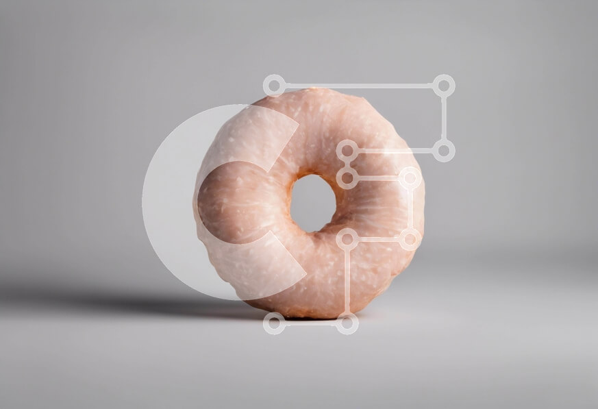 Intra Συλλεκτικό Ξύλινο Παζλ Plywood  4mm - Ροζ γυαλισμένο ντόνατ σε γκρι φόντο Σε Ξύλινο Κουτί - Διαστάσεις: 10x10 cm – 25 κομμάτια