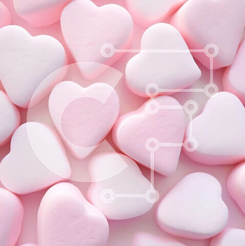 Intra Συλλεκτικό Ξύλινο Παζλ Plywood  4mm - Marshmallows και καραμέλες σε σχήμα καρδιάς για την ημέρα του Αγίου Βαλεντίνου Σε Ξύλινο Κουτί - Διαστάσεις: 10x10 cm – 25 κομμάτια - Image 1