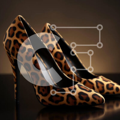 Intra Συλλεκτικό Ξύλινο Παζλ Plywood  4mm - Ψηλοτάκουνα παπούτσια με Leopard print σε σκούρο φόντο Σε Ξύλινο Κουτί - Διαστάσεις: 10x10 cm – 25 κομμάτια - Image 1