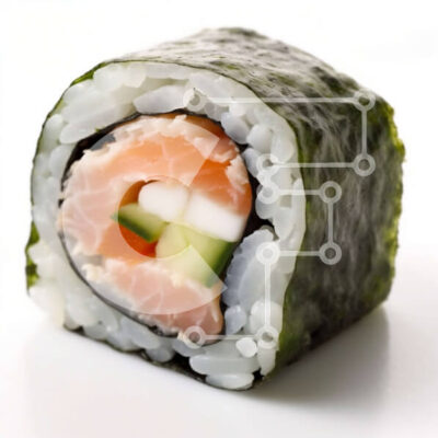 Intra Συλλεκτικό Ξύλινο Παζλ Plywood 4mm - Νόστιμο ρολό σούσι με φρέσκο σολομό, αγγούρι και αβοκάντο Σε Ξύλινο Κουτί - Διαστάσεις: 10x10 cm – 25 κομμάτια - Image 1