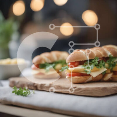 Intra Συλλεκτικό Ξύλινο Παζλ Plywood  4mm - Σάντουιτς τυριών και ντομάτας σε ξύλινο ξύλο κοπής Σε Ξύλινο Κουτί - Διαστάσεις: 10x10 cm – 25 κομμάτια - Image 1