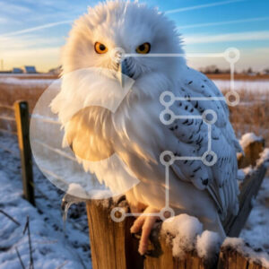 Intra Συλλεκτικό Ξύλινο Παζλ Plywood  4mm - Εκπληκτική εικόνα μιας λευκής κουκουβάγιας σε ένα χιονισμένο τοπίο Σε Ξύλινο Κουτί - Διαστάσεις: 10x10 cm – 25 κομμάτια