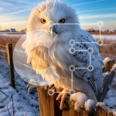 Intra Συλλεκτικό Ξύλινο Παζλ Plywood  4mm - Εκπληκτική εικόνα μιας λευκής κουκουβάγιας σε ένα χιονισμένο τοπίο Σε Ξύλινο Κουτί - Διαστάσεις: 10x10 cm – 25 κομμάτια - Image 1