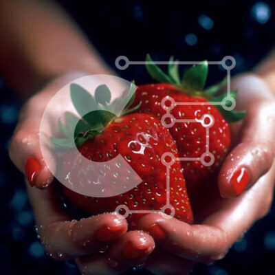 Intra Συλλεκτικό Ξύλινο Παζλ Plywood  4mm - Κοντινό πλάνο από νόστιμες κόκκινες φράουλες που κρατούνται από γυναικεία χέρια Σε Ξύλινο Κουτί - Διαστάσεις: 10x10 cm – 25 κομμάτια - Image 1