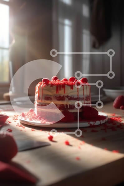 Intra Συλλεκτικό Ξύλινο Παζλ Plywood  4mm - Νόστιμο Red Velvet Cake με Raspberries και White Frosting Σε Ξύλινο Κουτί - Διαστάσεις: 10x10 cm – 25 κομμάτια