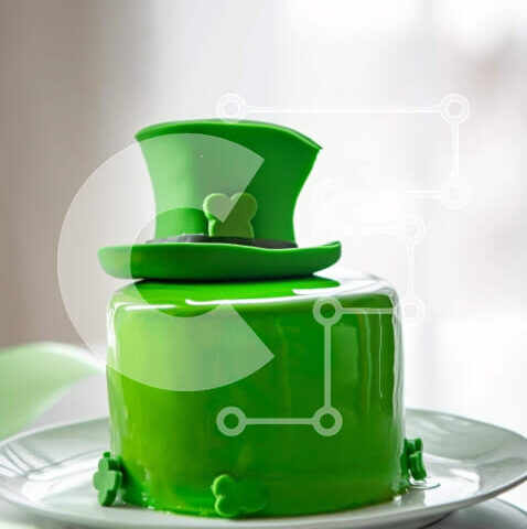 Intra Συλλεκτικό Ξύλινο Παζλ Plywood 4mm - Πράσινη τούρτα του Αγίου Πατρικίου με διακόσμηση ιρλανδικού καπέλου Σε Ξύλινο Κουτί - Διαστάσεις: 10x10 cm – 25 κομμάτια - Image 1