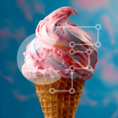 Intra Συλλεκτικό Ξύλινο Παζλ Plywood  4mm - Νόστιμο ροζ παγωτό σε χωνάκι βάφλας σε μπλε φόντο Σε Ξύλινο Κουτί - Διαστάσεις: 10x10 cm – 25 κομμάτια - Image 1