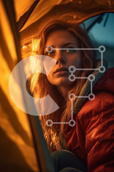 Intra Συλλεκτικό Ξύλινο Παζλ Plywood  4mm - Εκπληκτική εικόνα μιας νεαρής γυναίκας που απολαμβάνει τη φύση σε μια σκηνή Σε Ξύλινο Κουτί - Διαστάσεις: 10x10 cm – 25 κομμάτια