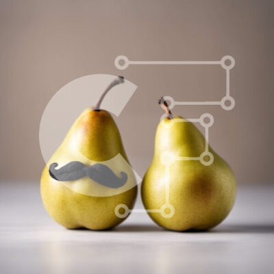 Intra Συλλεκτικό Ξύλινο Παζλ Plywood 4mm - Δύο αχλάδια με μουστάκια - Αστεία φωτογραφία φαγητού Σε Ξύλινο Κουτί - Διαστάσεις: 10x10 cm – 25 κομμάτια - Image 1