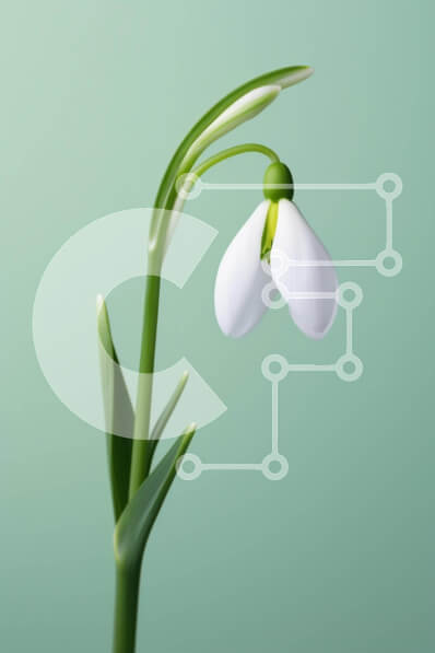 Intra Συλλεκτικό Ξύλινο Παζλ Plywood  4mm - Μονό λευκό λουλούδι χιονοστιβάδας με πράσινα φύλλα Σε Ξύλινο Κουτί - Διαστάσεις: 10x10 cm – 25 κομμάτια