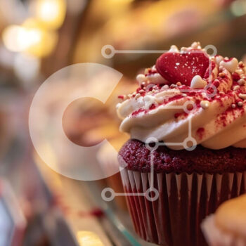 Intra Συλλεκτικό Ξύλινο Παζλ Plywood  4mm - Cupcakes με Red Frosting και Καρδιές από πάνω Σε Ξύλινο Κουτί - Διαστάσεις: 10x10 cm – 25 κομμάτια - Image 1