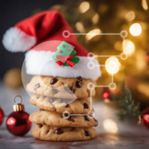 Intra Συλλεκτικό Ξύλινο Παζλ Plywood  4mm - Στοίβα μπισκότα με καπέλο Άγιου Βασίλη Σε Ξύλινο Κουτί - Διαστάσεις: 10x10 cm – 25 κομμάτια