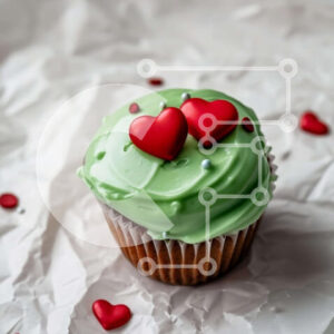 Intra Συλλεκτικό Ξύλινο Παζλ Plywood  4mm - Cupcake με Green Frosting και Διακοσμητικά Red Hearts Σε Ξύλινο Κουτί - Διαστάσεις: 10x10 cm – 25 κομμάτια