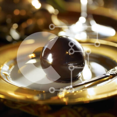 Intra Συλλεκτικό Ξύλινο Παζλ Plywood  4mm - Κομψό επιδόρπιο σοκολάτας σε χρυσό πιάτο Σε Ξύλινο Κουτί - Διαστάσεις: 10x10 cm – 25 κομμάτια - Image 1