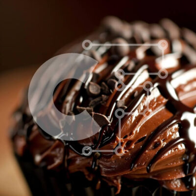 Intra Συλλεκτικό Ξύλινο Παζλ Plywood 4mm - Cupcake σοκολάτας με παγωμένο σοκολάτα και κομματάκια σοκολάτας Σε Ξύλινο Κουτί - Διαστάσεις: 10x10 cm – 25 κομμάτια - Image 1