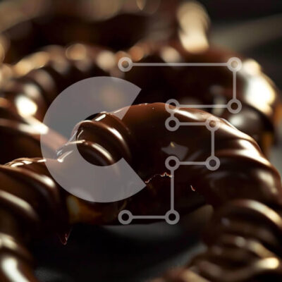 Intra Συλλεκτικό Ξύλινο Παζλ Plywood 4mm - Pretzel με σοκολάτα σε σκοτεινή επιφάνεια Σε Ξύλινο Κουτί - Διαστάσεις: 10x10 cm – 25 κομμάτια - Image 1