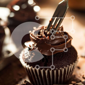 Intra Συλλεκτικό Ξύλινο Παζλ Plywood  4mm - Cupcakes σοκολάτας με πιρούνια και ασημικά Σε Ξύλινο Κουτί - Διαστάσεις: 10x10 cm – 25 κομμάτια - Image 1