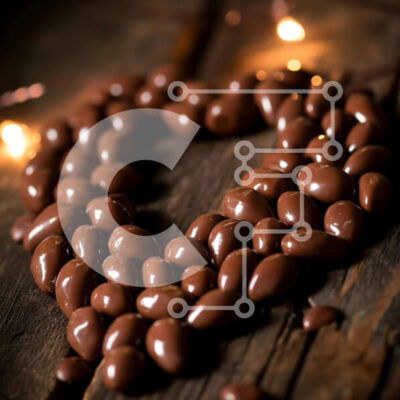 Intra Συλλεκτικό Ξύλινο Παζλ Plywood  4mm - Σοκολατένια αμύγδαλα σε σχήμα καρδιάς σε ξύλινο τραπέζι Σε Ξύλινο Κουτί - Διαστάσεις: 10x10 cm – 25 κομμάτια - Image 1