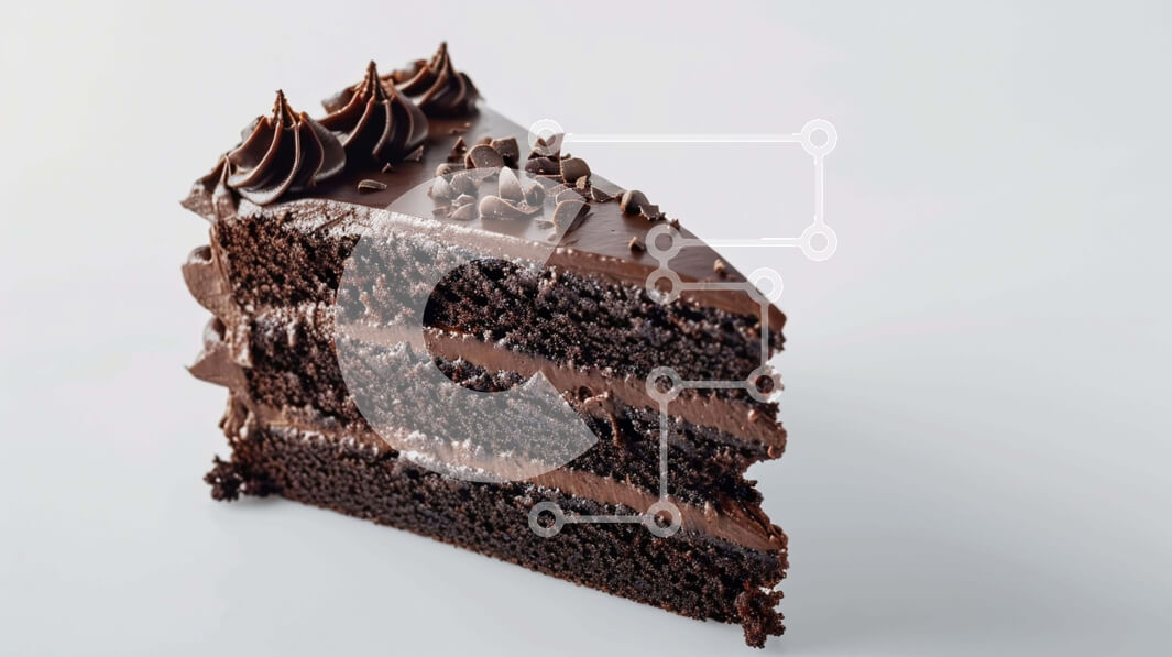Intra Συλλεκτικό Ξύλινο Παζλ Plywood  4mm - Φέτα κέικ σοκολάτας σε άσπρο φόντο Σε Ξύλινο Κουτί - Διαστάσεις: 10x10 cm – 25 κομμάτια