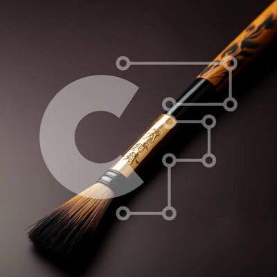 Intra Συλλεκτικό Ξύλινο Παζλ Plywood  4mm - Μαύρο και χρυσό πινέλο μακιγιάζ σε σκούρο φόντο Σε Ξύλινο Κουτί - Διαστάσεις: 10x10 cm – 25 κομμάτια - Image 1