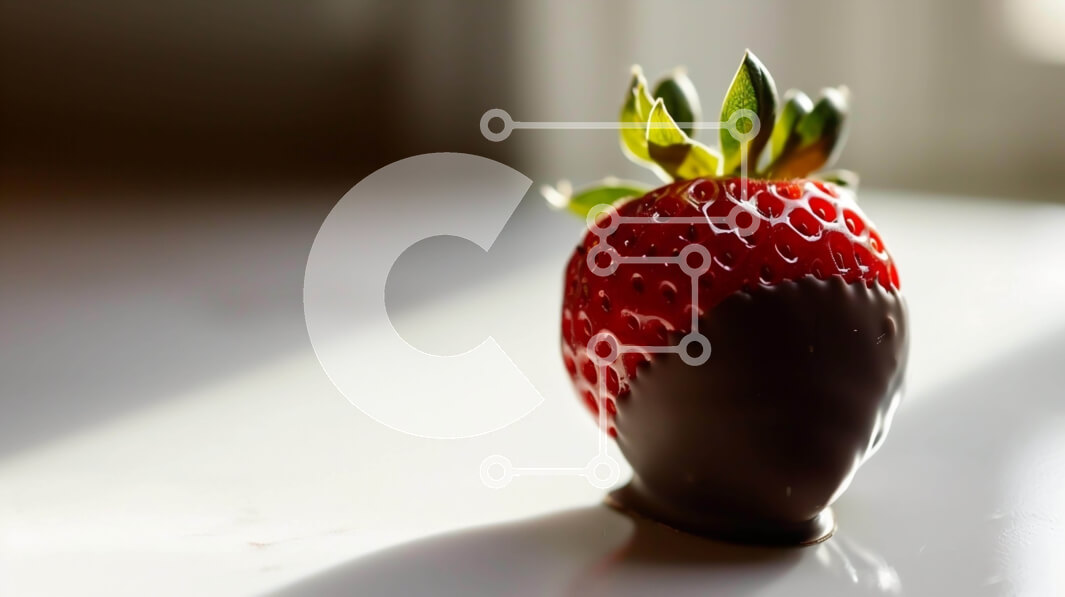 Intra Συλλεκτικό Ξύλινο Παζλ Plywood  4mm - Φράουλα καλυμμένη με σοκολάτα σε άδειο τραπέζι Σε Ξύλινο Κουτί - Διαστάσεις: 10x10 cm – 25 κομμάτια