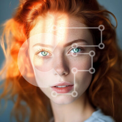 Intra Συλλεκτικό Ξύλινο Παζλ Plywood  4mm - Όμορφη εικόνα της κοκκινομάλλας γυναίκας με πράσινα μάτια και φυσικό μακιγιάζ Σε Ξύλινο Κουτί - Διαστάσεις: 10x10 cm – 25 κομμάτια - Image 1