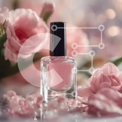 Intra Συλλεκτικό Ξύλινο Παζλ Plywood  4mm - Ροζ μπουκάλι βερνίκι νυχιών με όμορφα λουλούδια Σε Ξύλινο Κουτί - Διαστάσεις: 10x10 cm – 25 κομμάτια - Image 1