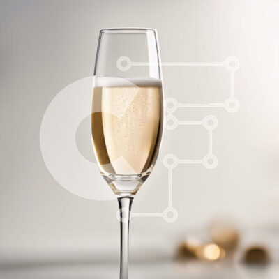 Intra Συλλεκτικό Ξύλινο Παζλ Plywood  4mm - Αφρώδη ποτήρι σαμπάνιας με φυσαλίδες που αναδύονται Σε Ξύλινο Κουτί - Διαστάσεις: 10x10 cm – 25 κομμάτια - Image 1