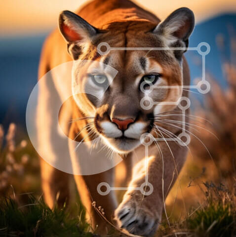 Intra Συλλεκτικό Ξύλινο Παζλ Plywood  4mm - Εκπληκτική εικόνα ενός βουνού λιονταριού σε ένα χορταριασμένο τοπίο στο ηλιοβασίλεμα Σε Ξύλινο Κουτί - Διαστάσεις: 10x10 cm – 25 κομμάτια - Image 1