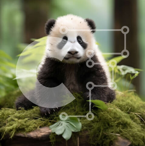 Intra Συλλεκτικό Ξύλινο Παζλ Plywood  4mm - Αξιολάτρευτη εικόνα ενός μωρού Panda που κοιμάται σε ένα καταπράσινο δάσος Σε Ξύλινο Κουτί - Διαστάσεις: 10x10 cm – 25 κομμάτια - Image 1